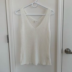 White Sweater Knit Tank Top